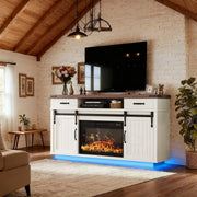58" Farmhouse Fireplace TV Stand with LED Lights