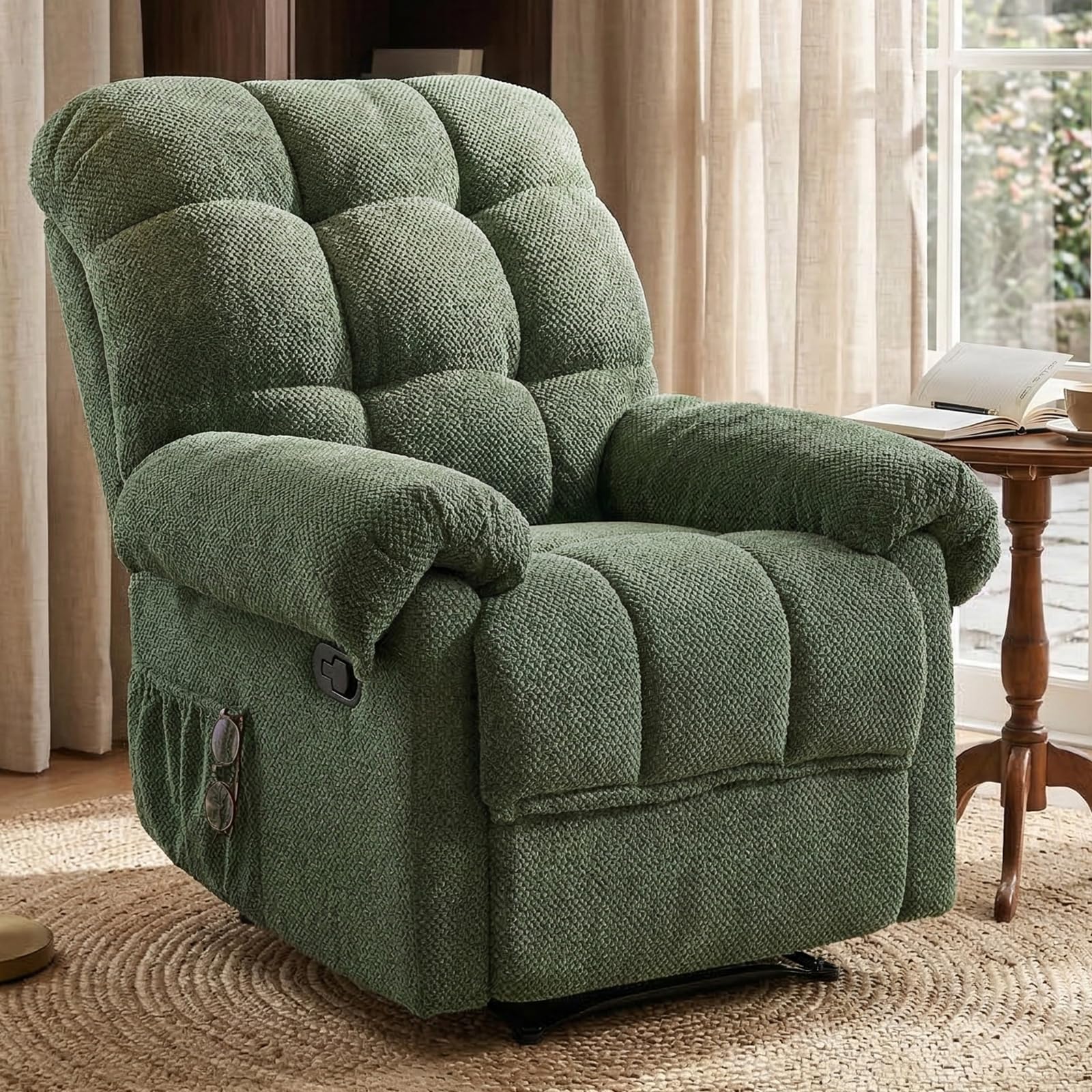 Overstuffed Manual Recliner Chair