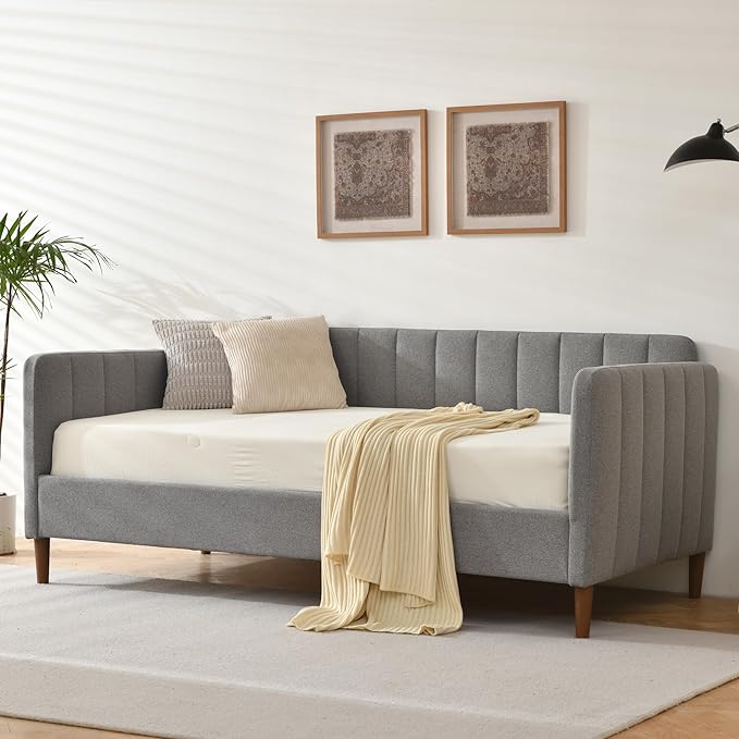 Twin Upholstered Daybed with Adjustable Backrest