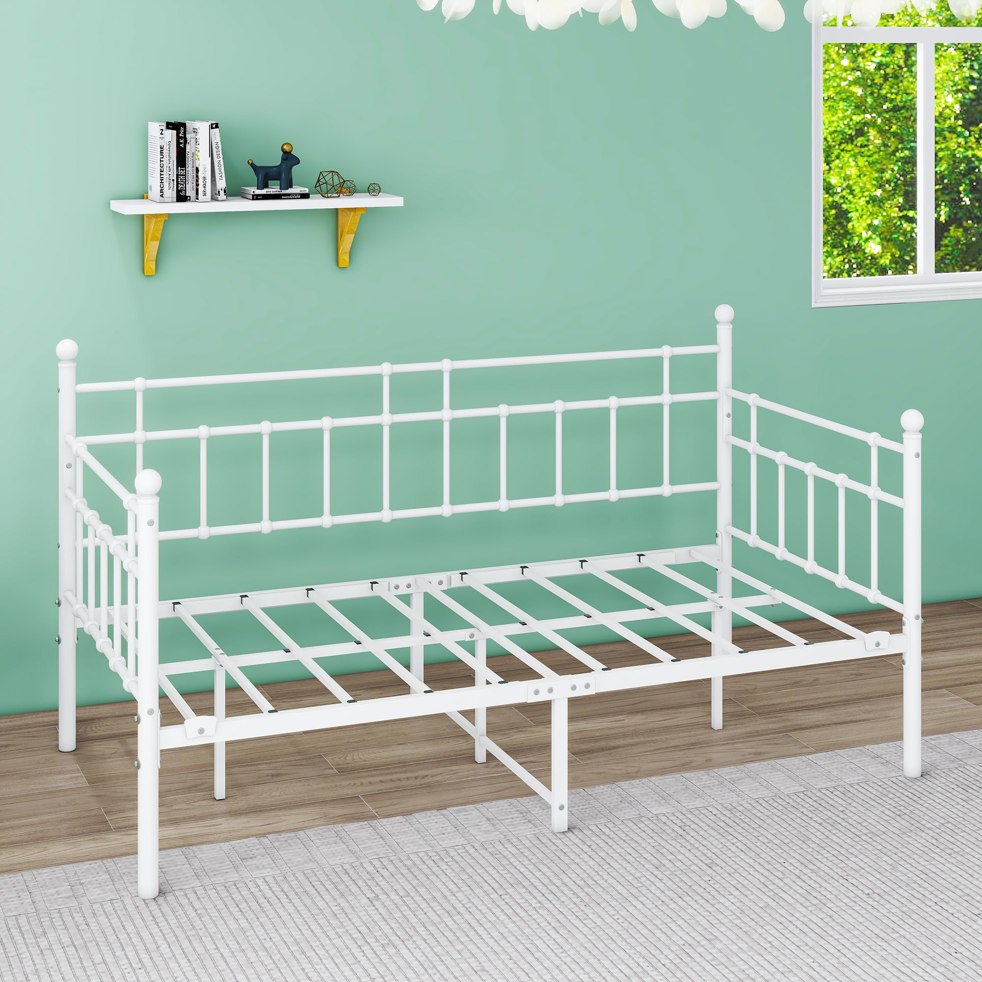 Twin Metal Daybed Frame with Steel Slats