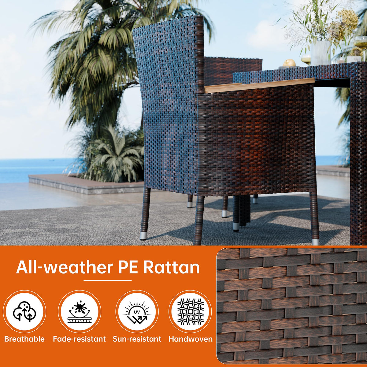 5-Piece Wicker Patio Dining Set