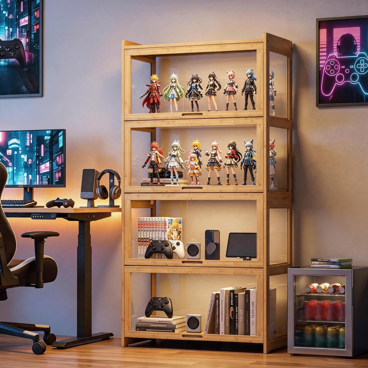 4-Tier Bamboo Display Cabinet