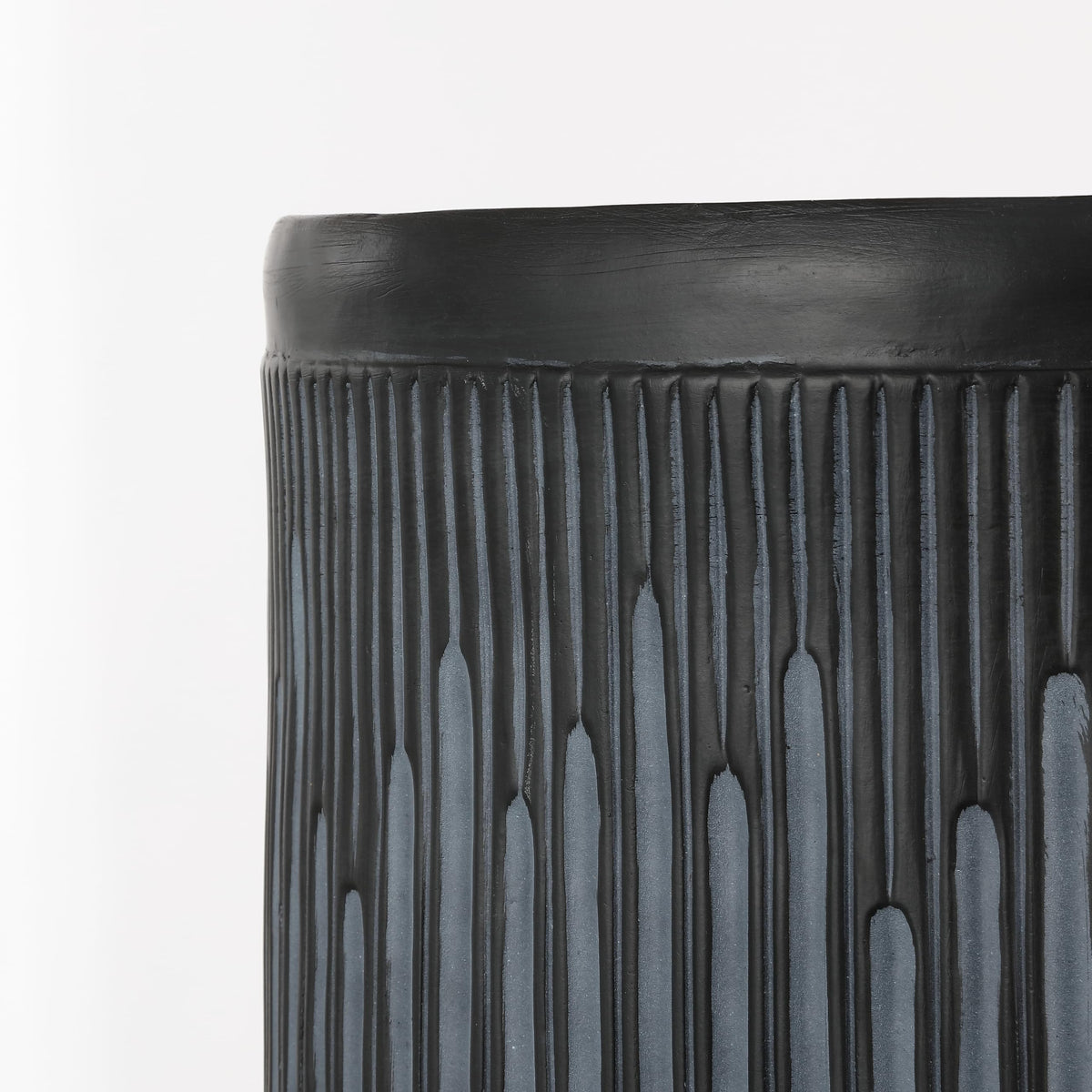 Ribbed Resin Drum Accent Table