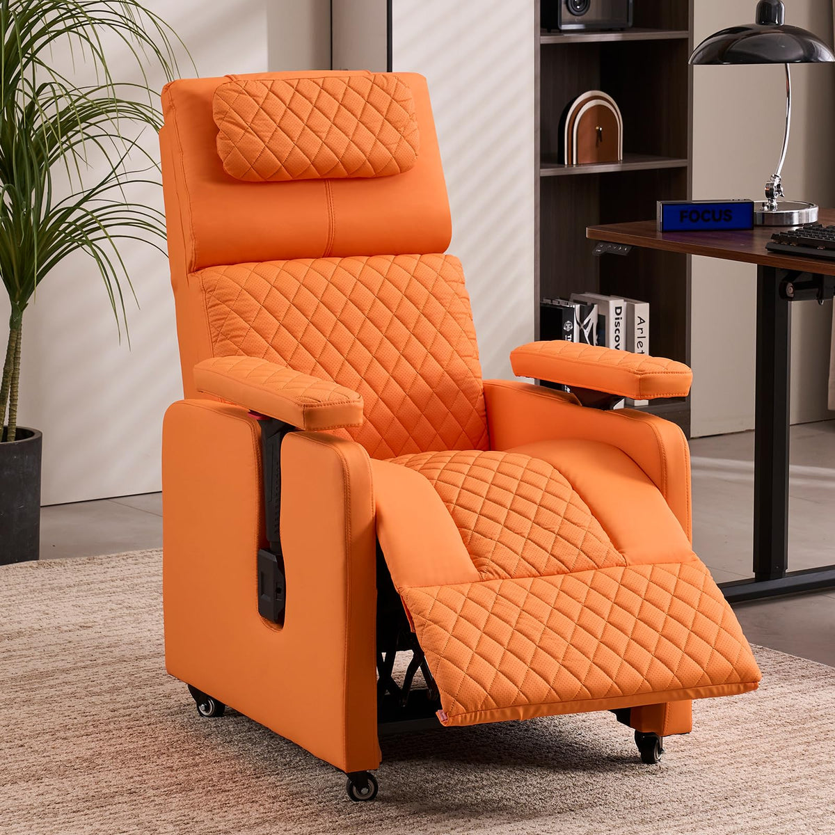Seanrum Gaming Sofa Recliner with Lockable Wheels, 300LBS, Headrest