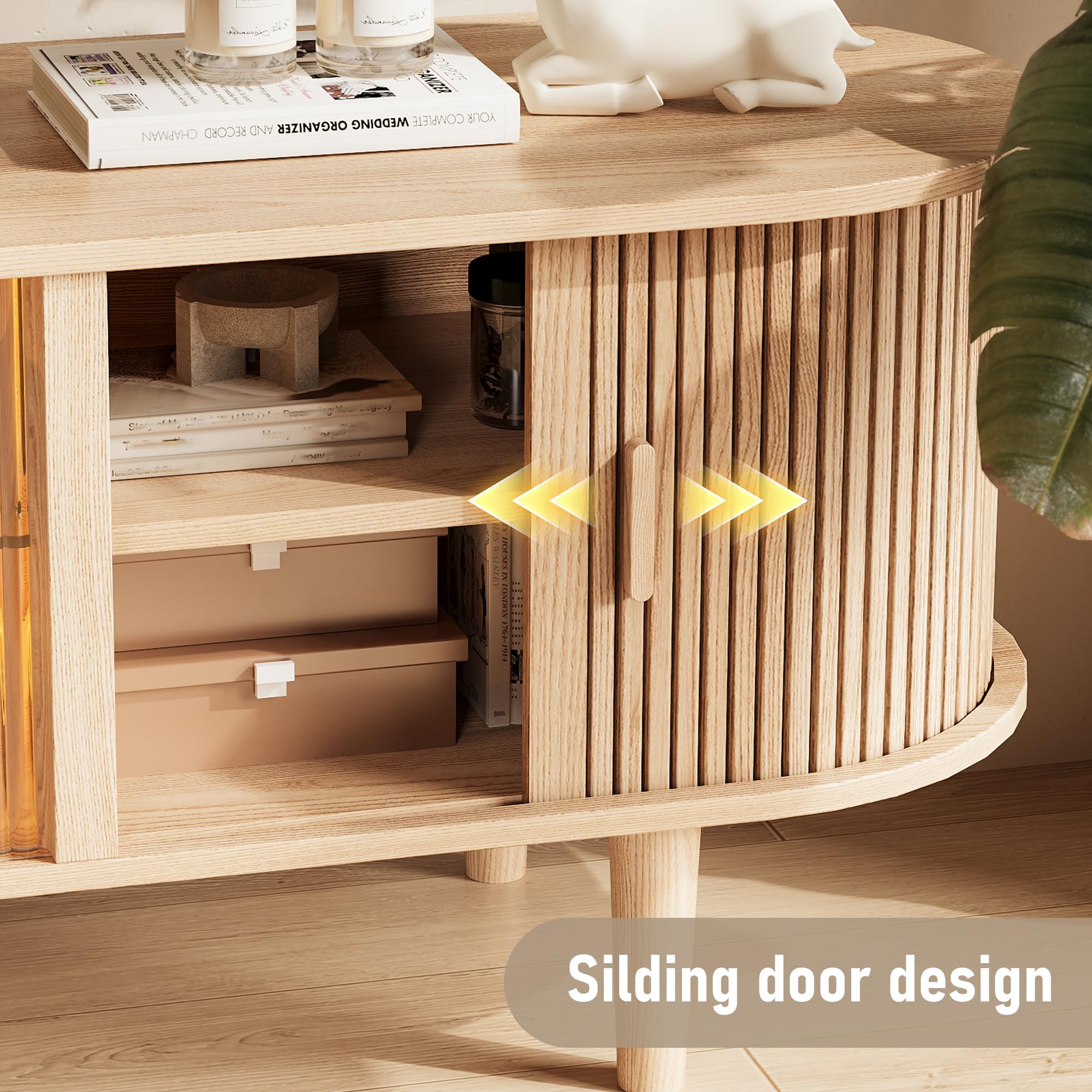 70" Fluted TV Stand with LED Lights