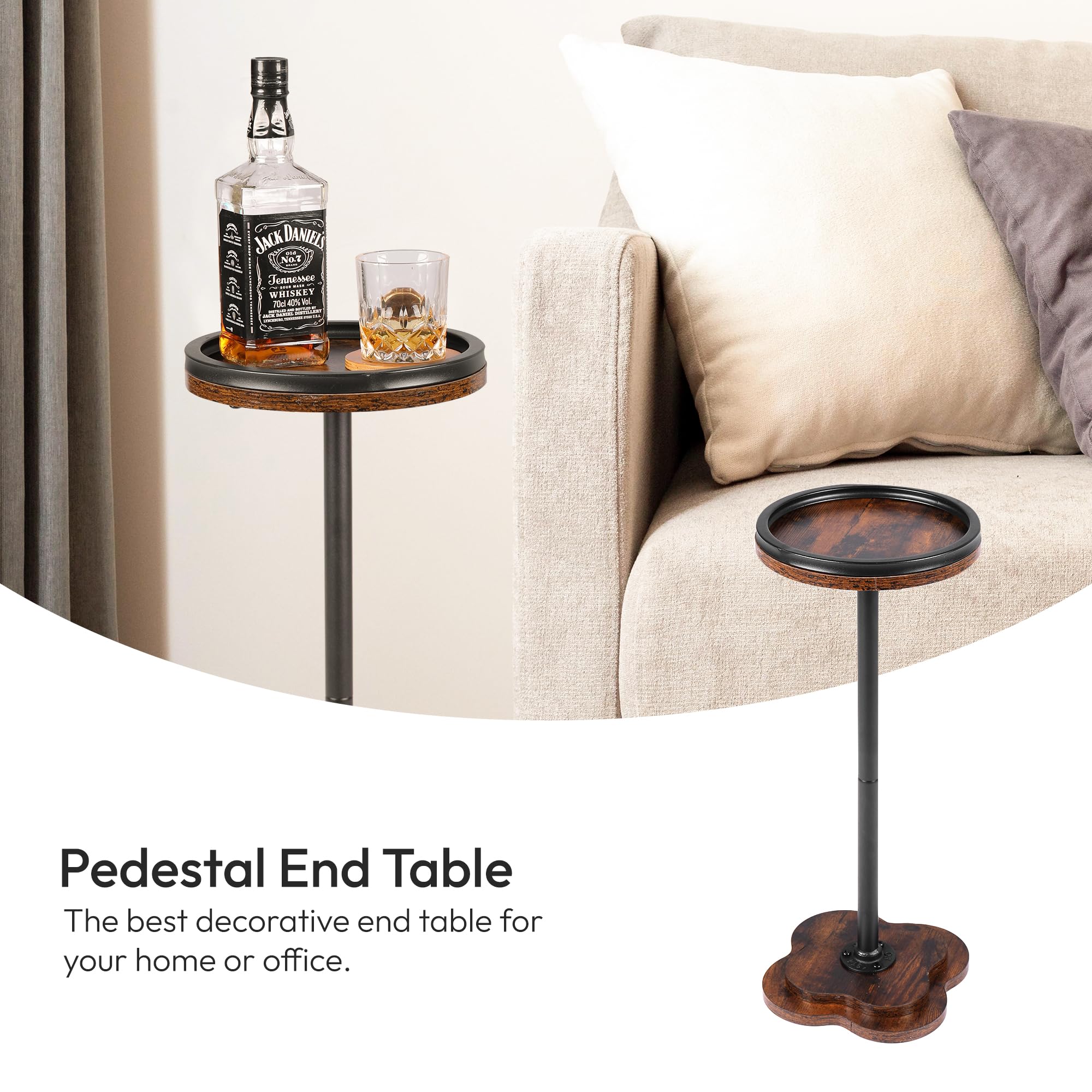 Round Pedestal End Table