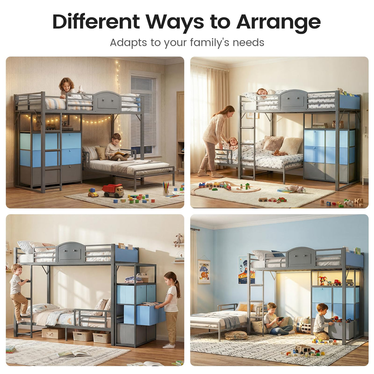 Convertible Twin Bunk Bed with Storage