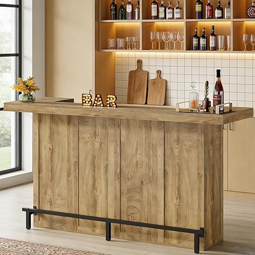 Extra Large Bar Table with Wine Glass Rack & Footrest