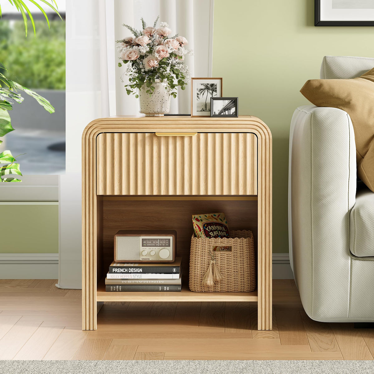 Decofy 3-Piece Bedroom Set, 6-Drawer Dresser & 1-Drawer Nightstands Oak