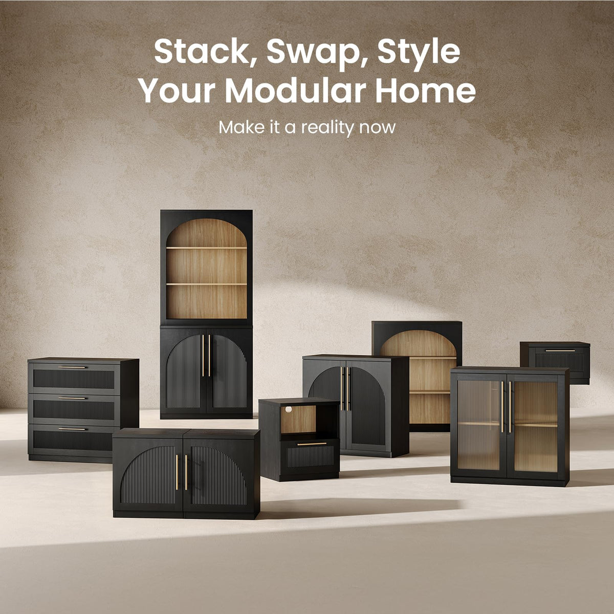 Black Arched Sideboard Cabinet