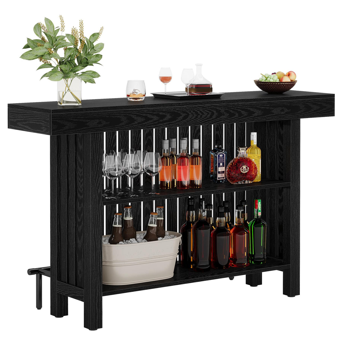 Bar Table with Storage and Footrest