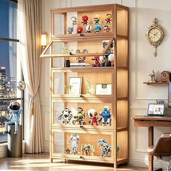 5-Tier Display Cabinet with Acrylic Glass Doors
