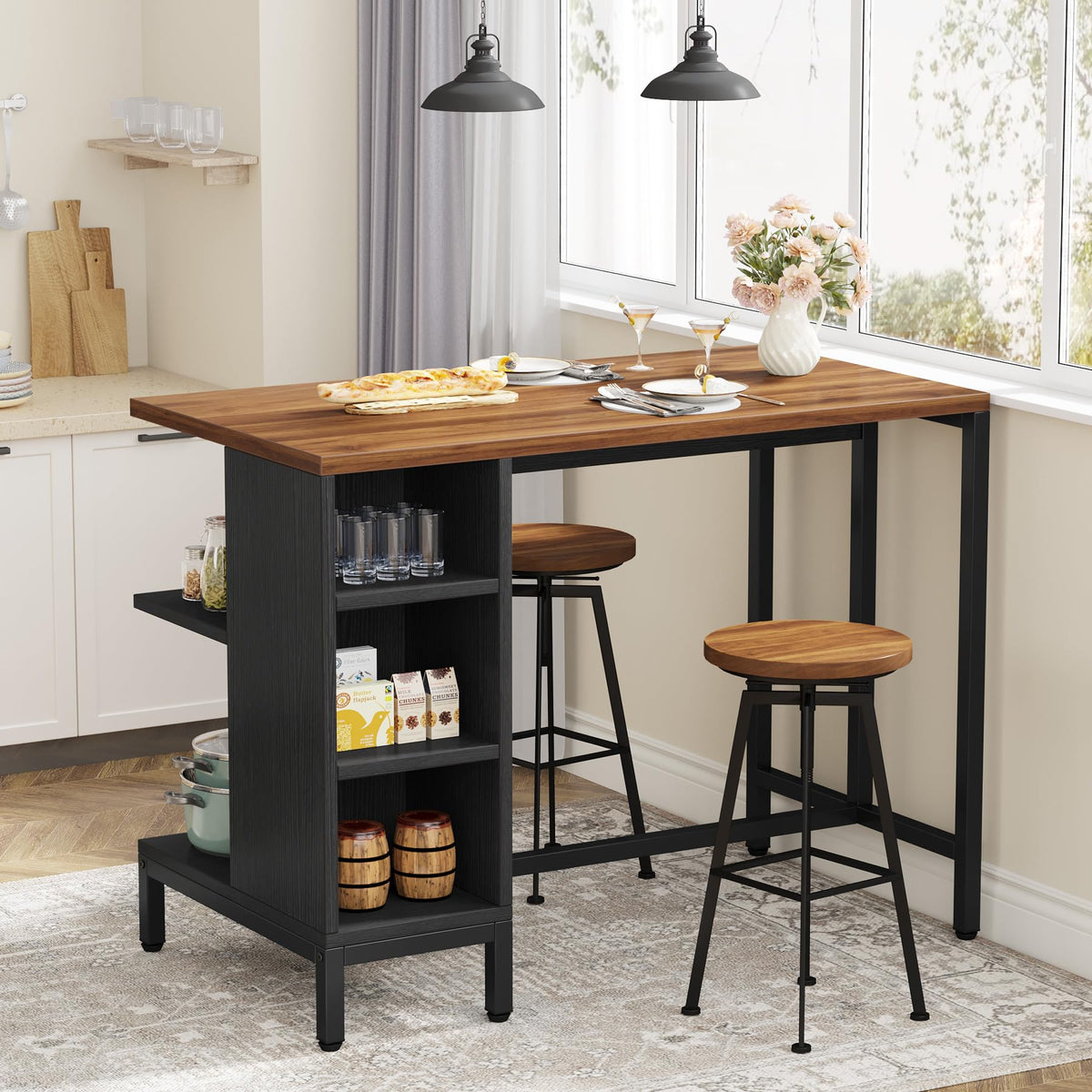 Kitchen Island with Storage Shelves