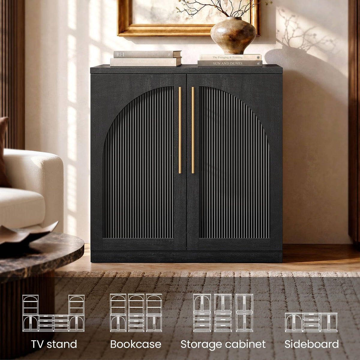 Black Arched Sideboard Cabinet
