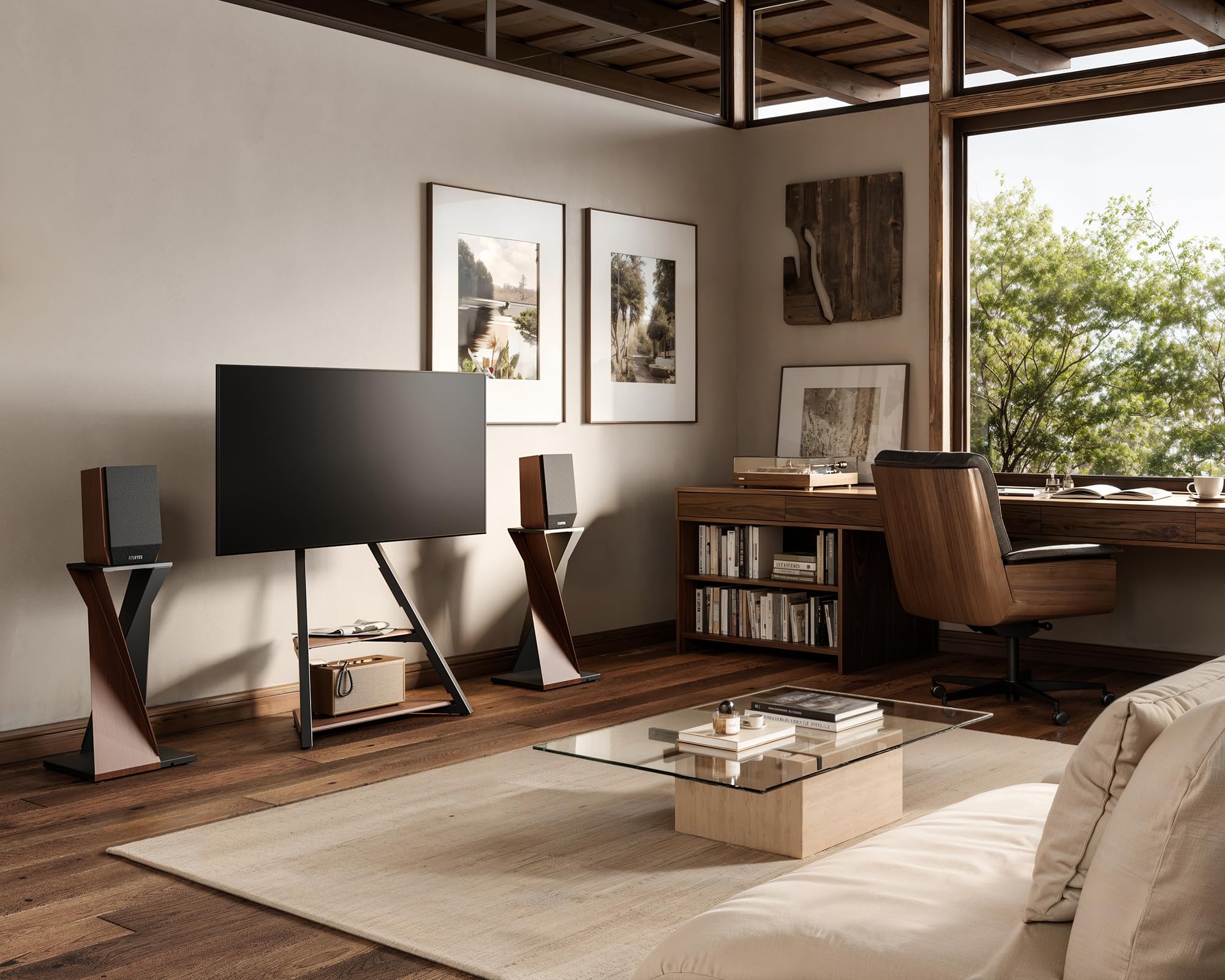 Corner TV Stand with Mount & Swivel for 32–65" TVs