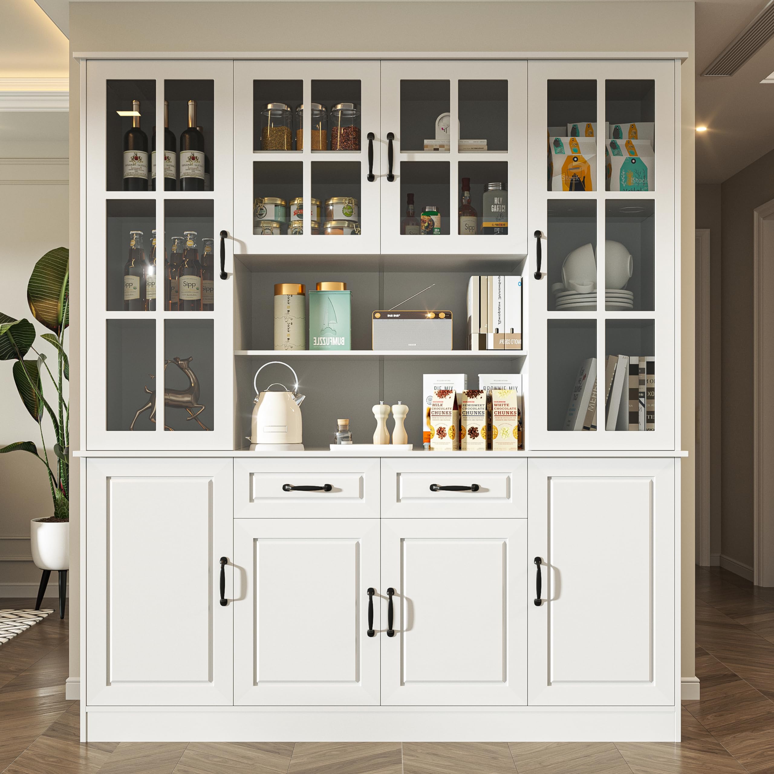 China Hutch Cabinet with Glass Doors