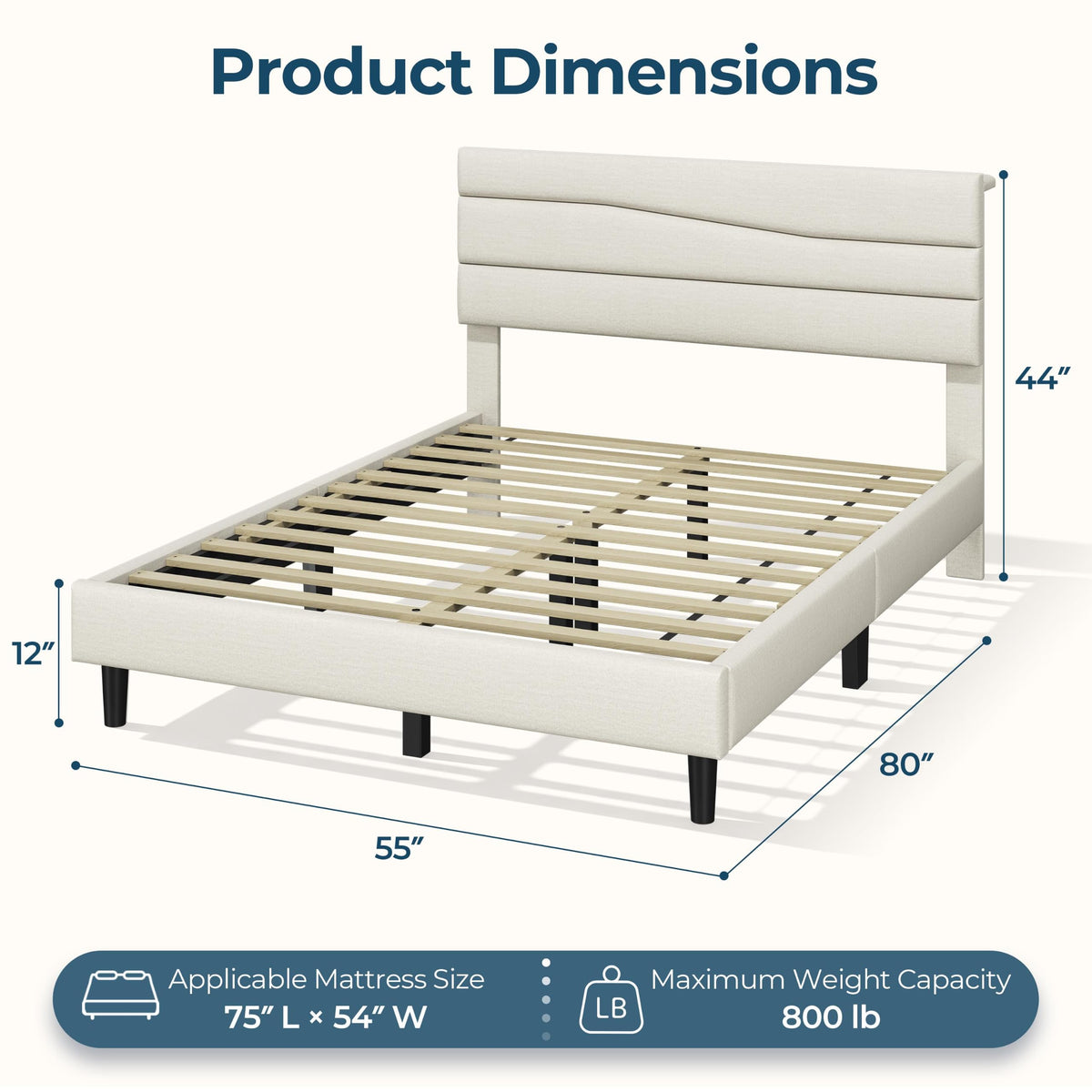 Yaheetech Full Upholstered Bed with LED Charging Station Shelf