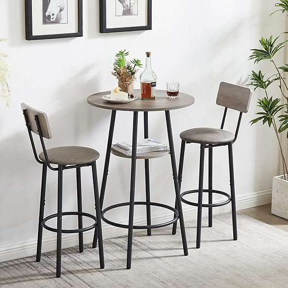 3-Piece Round Bar Table & Chairs Set