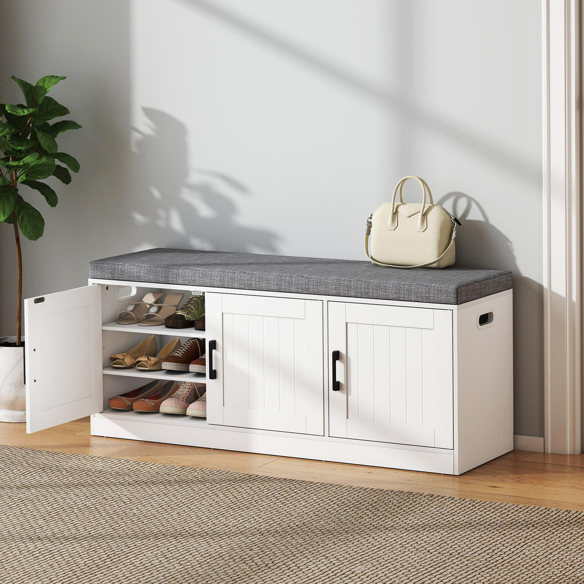 Padded Shoe Storage Bench