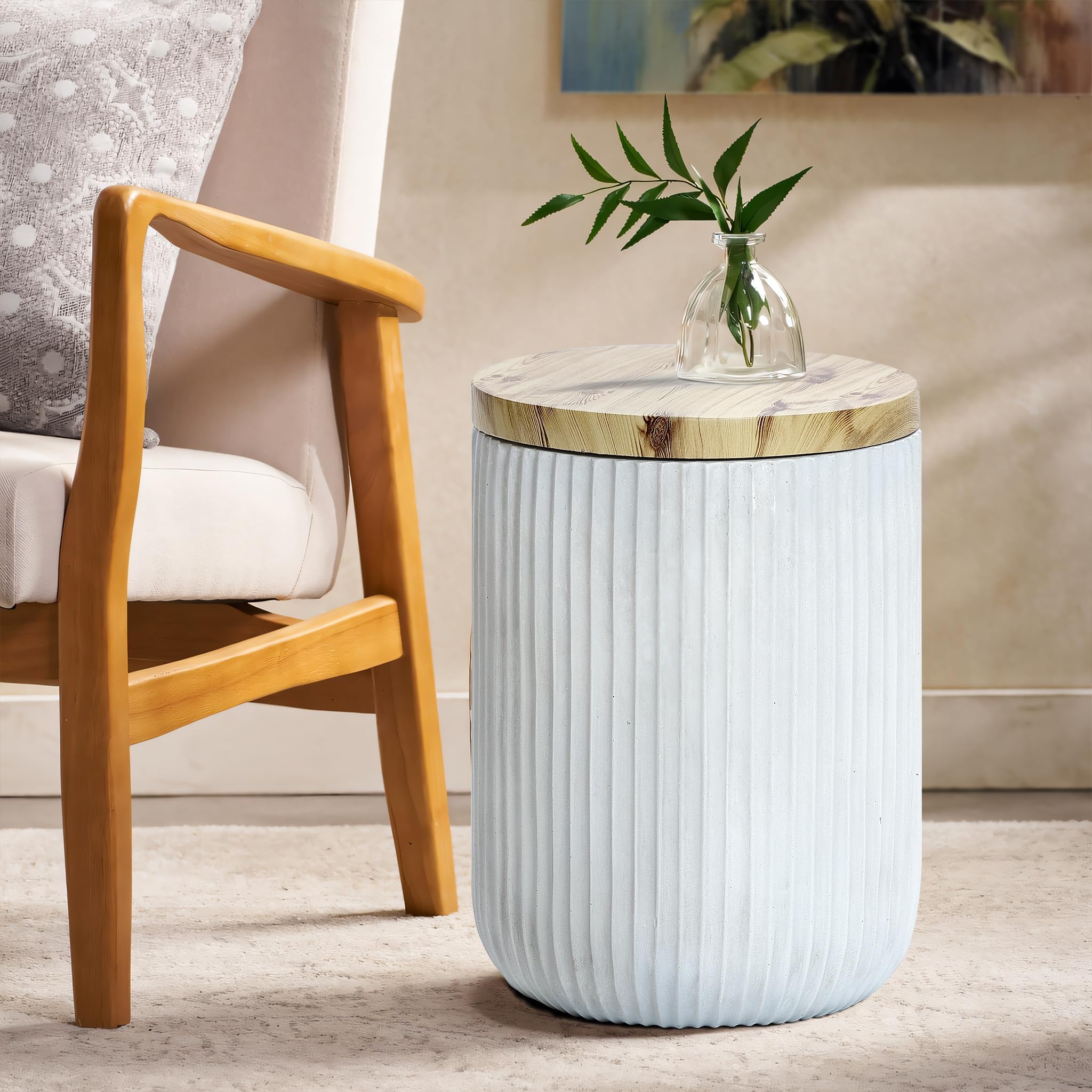 Round Outdoor Side Table with Storage