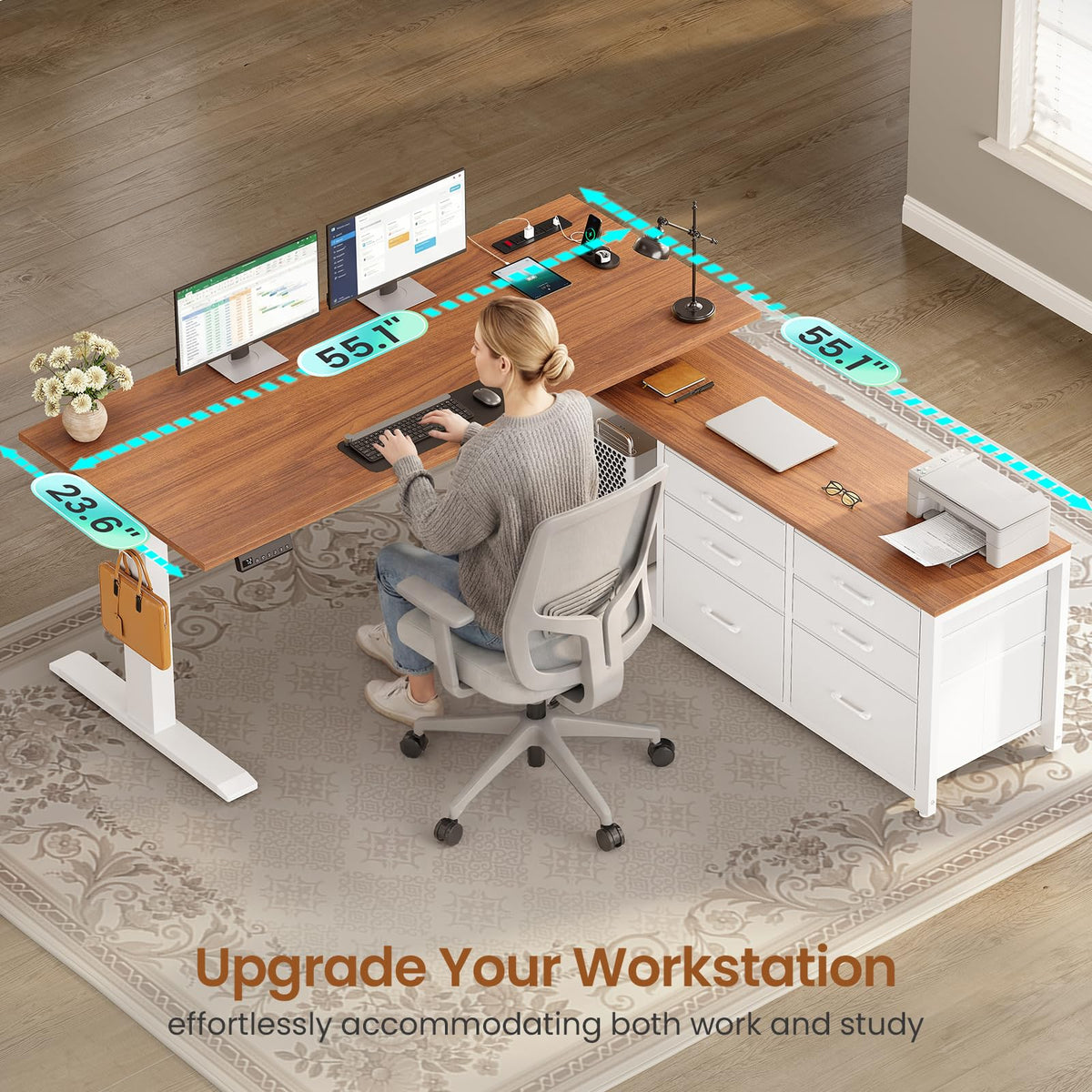L-Shaped Electric Standing Desk
