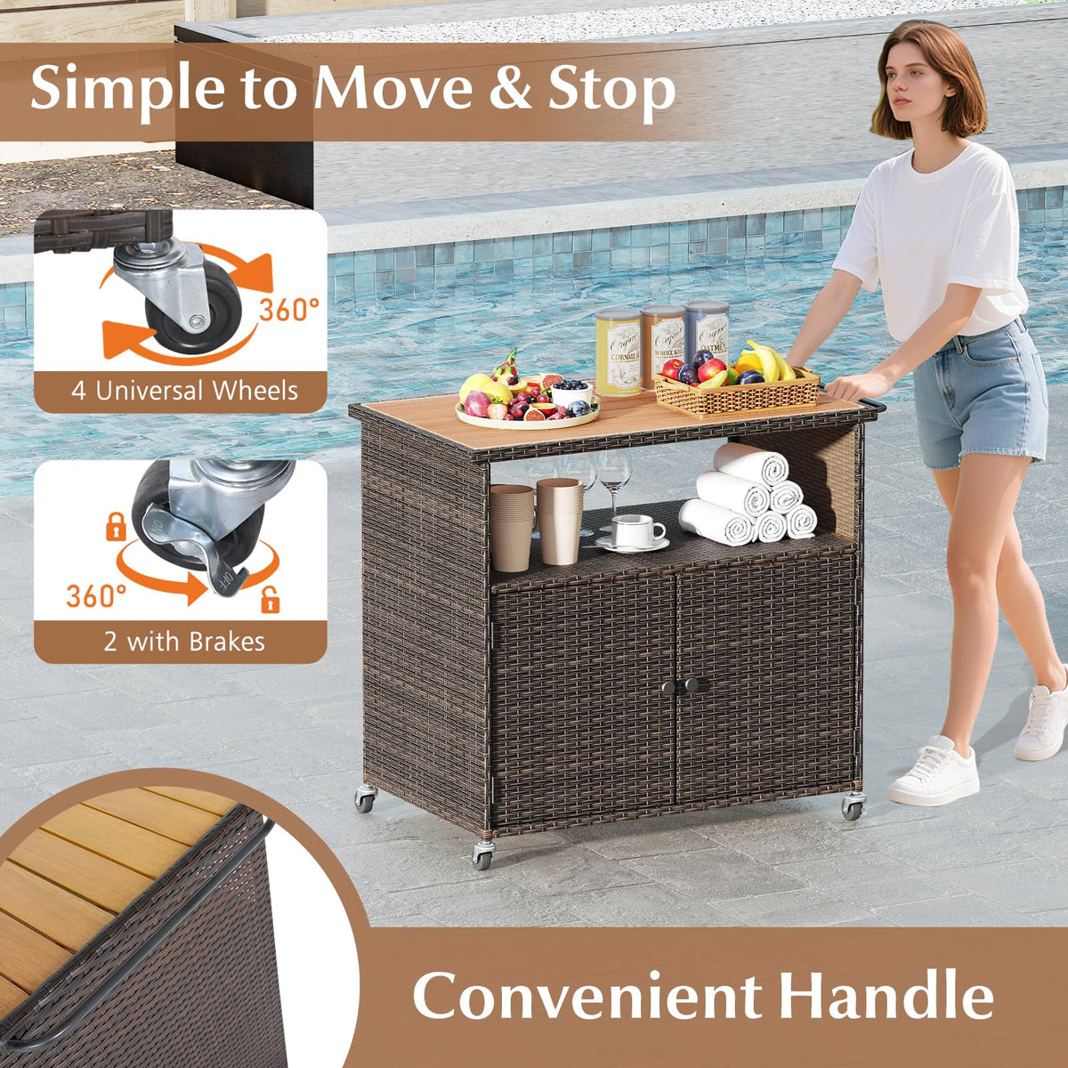 Outdoor Rattan Bar Cart