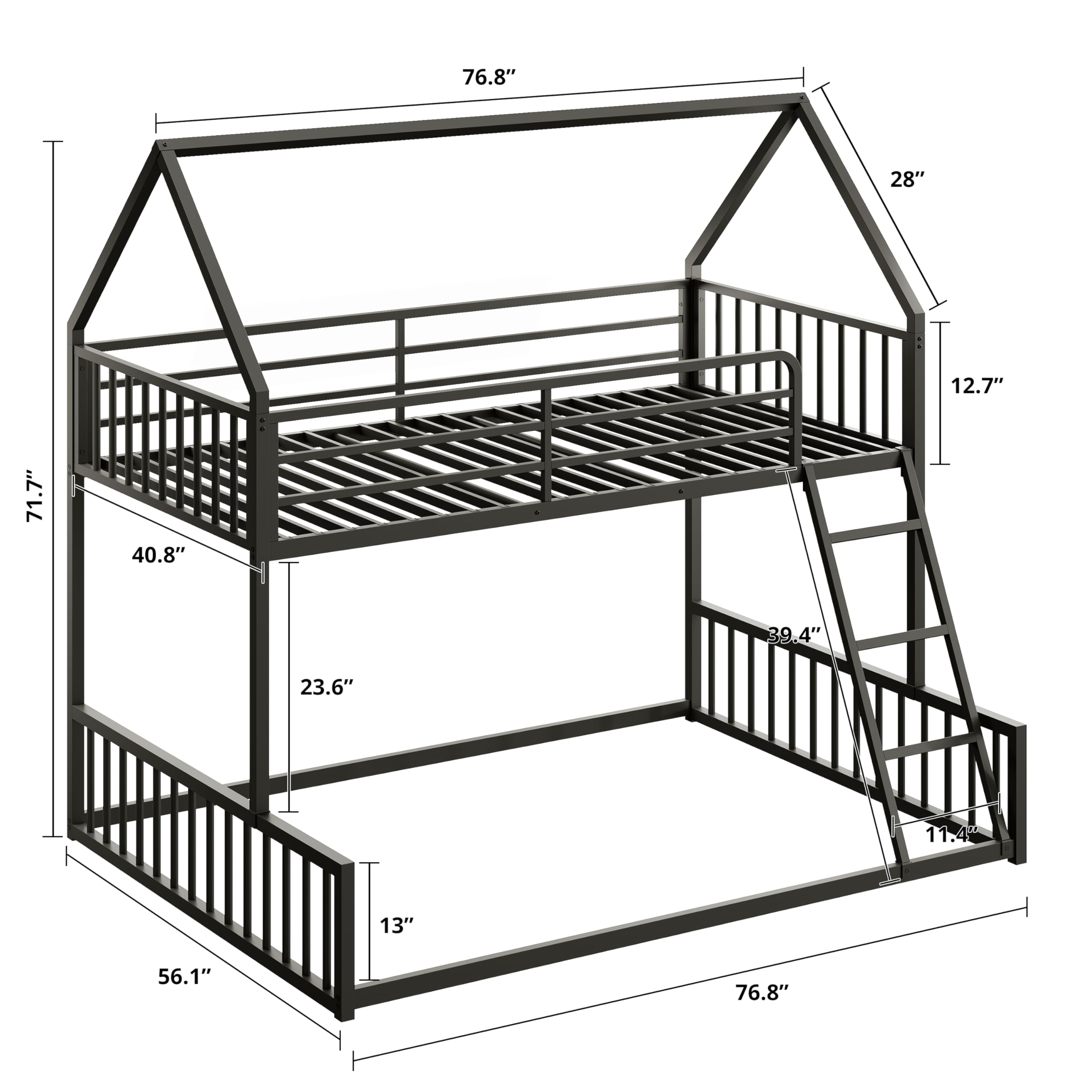 Twin Over Full House Bunk Bed