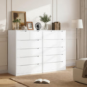 Romorgniz White Dresser for Bedroom with 6 Wood Drawers, Tall Dressers & Chests of Drawers with Smooth Metal Slides for Entryway Hallway, Handle-Free Modern Design, 250 LBS Capacity