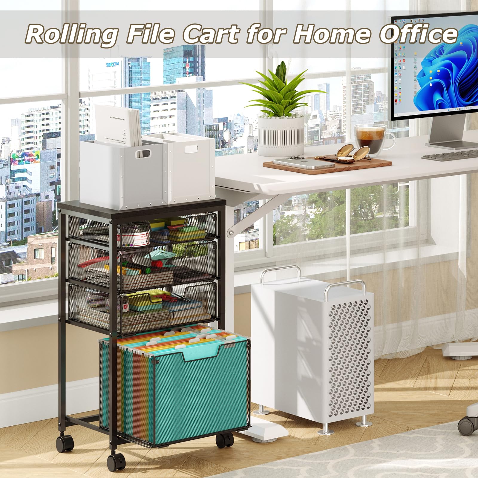 Rolling File Cabinet with 4 Drawers