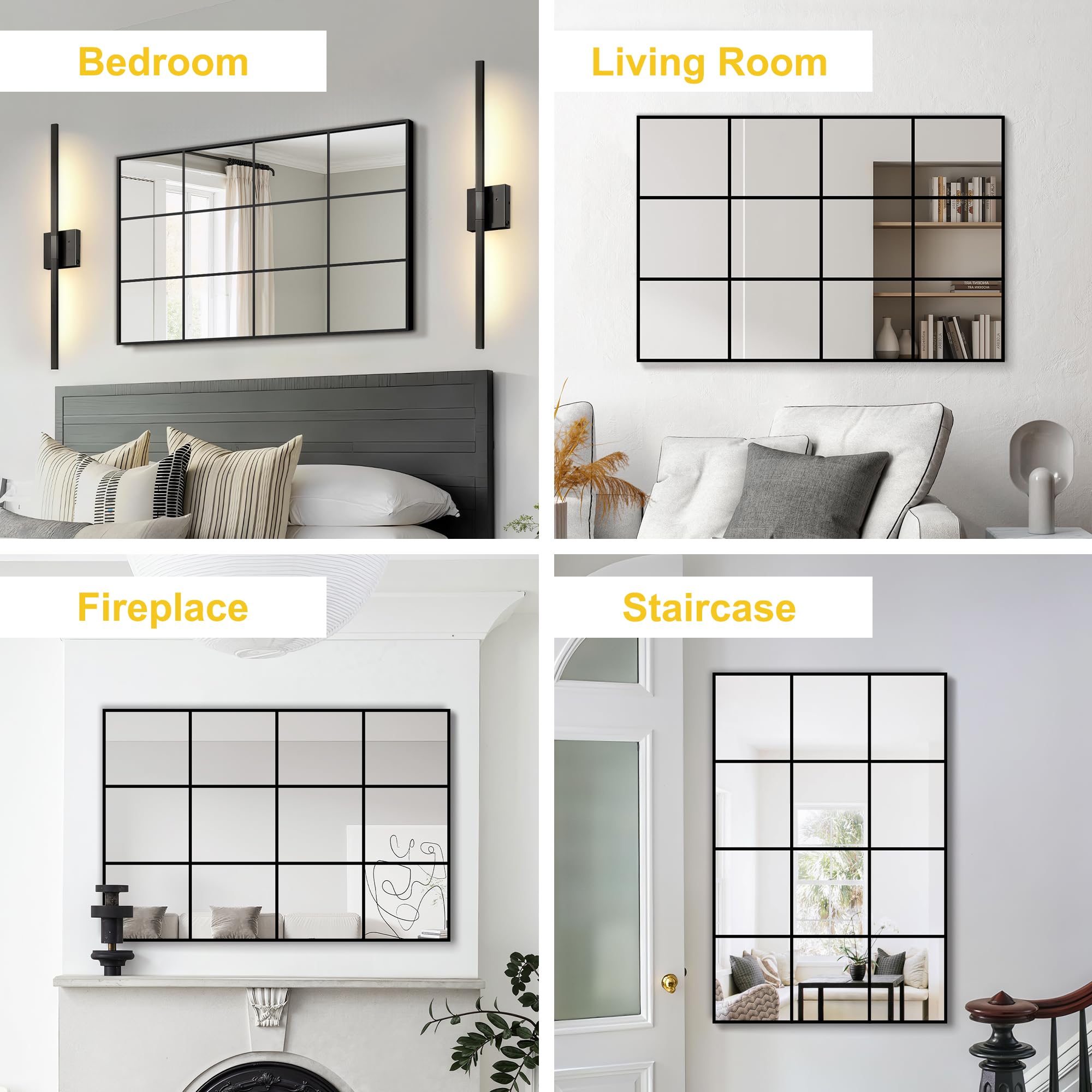 Windowpane Grid Wall Mirror