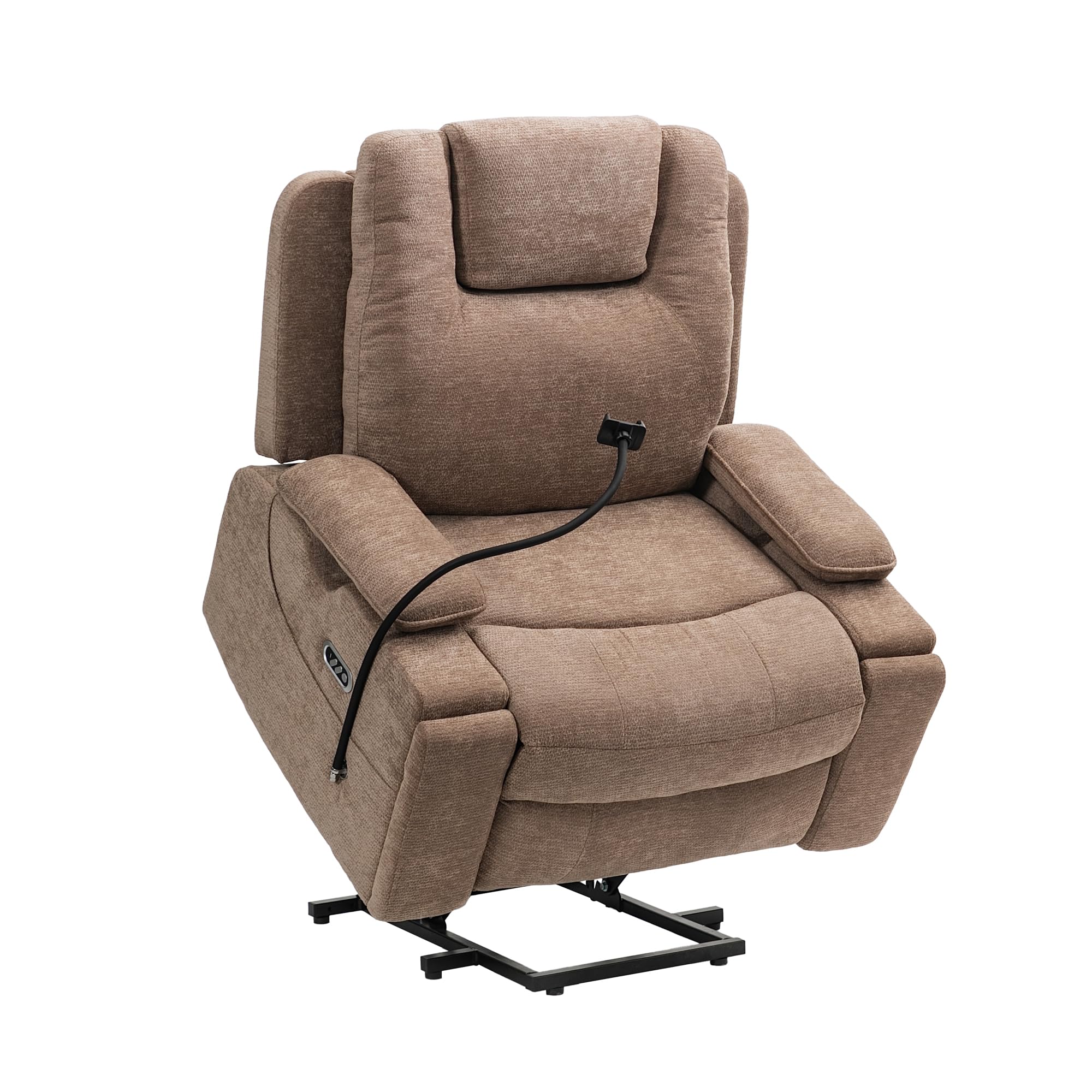 ZORRTIK Oversized Dual Motors Recliner Power Lift Chair for Elderly Big Tall, Zero-Gravity Power Recliner Sofa, 350lbs Heavy Duty Seat with 4D Armrests, Full Lay-Flat Positioning, Phone Slot, Brown