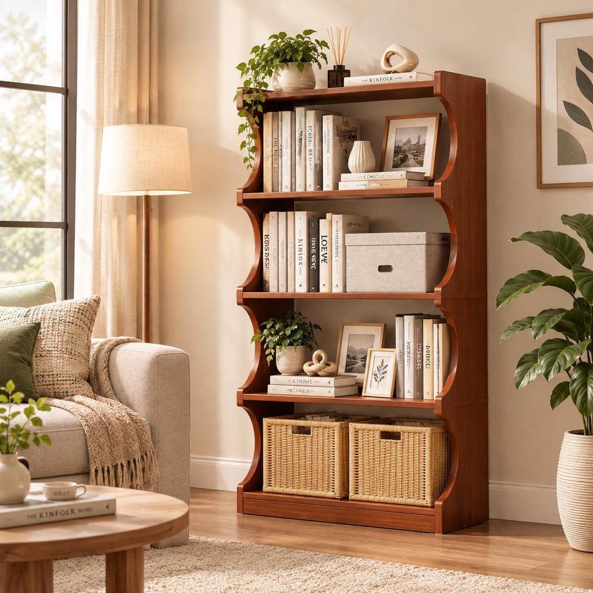 Arched Walnut Bookshelf