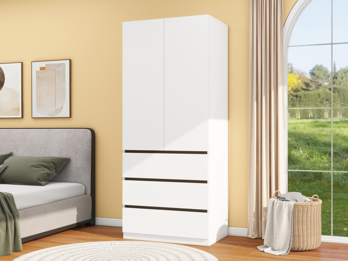 White Wardrobe with 3 Drawers