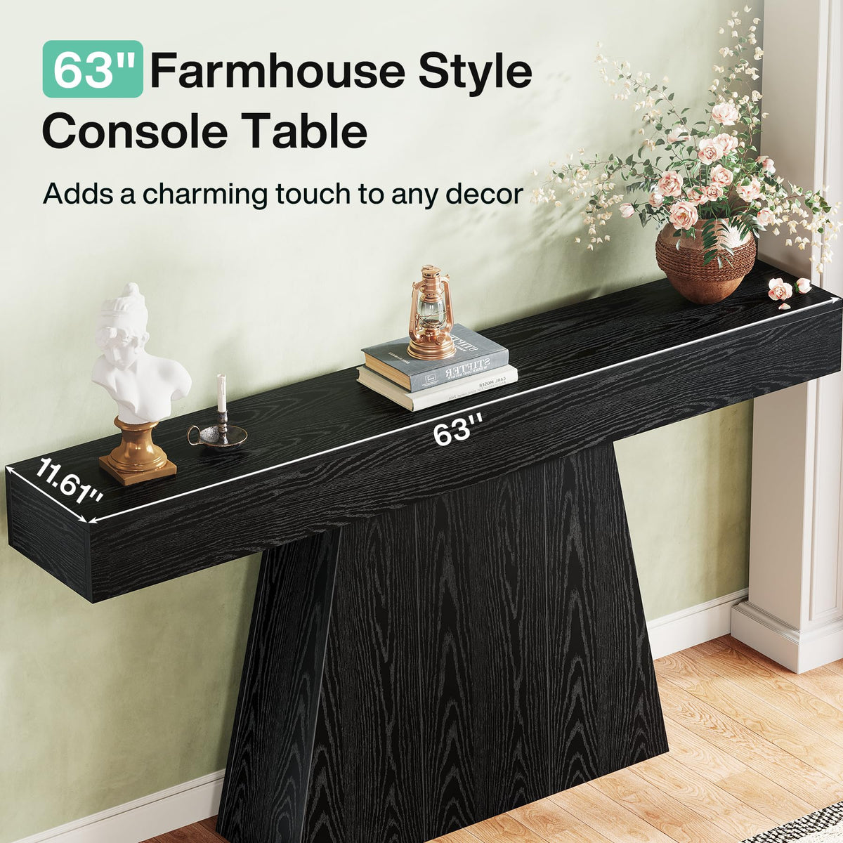 Black Trapezoidal Console Table
