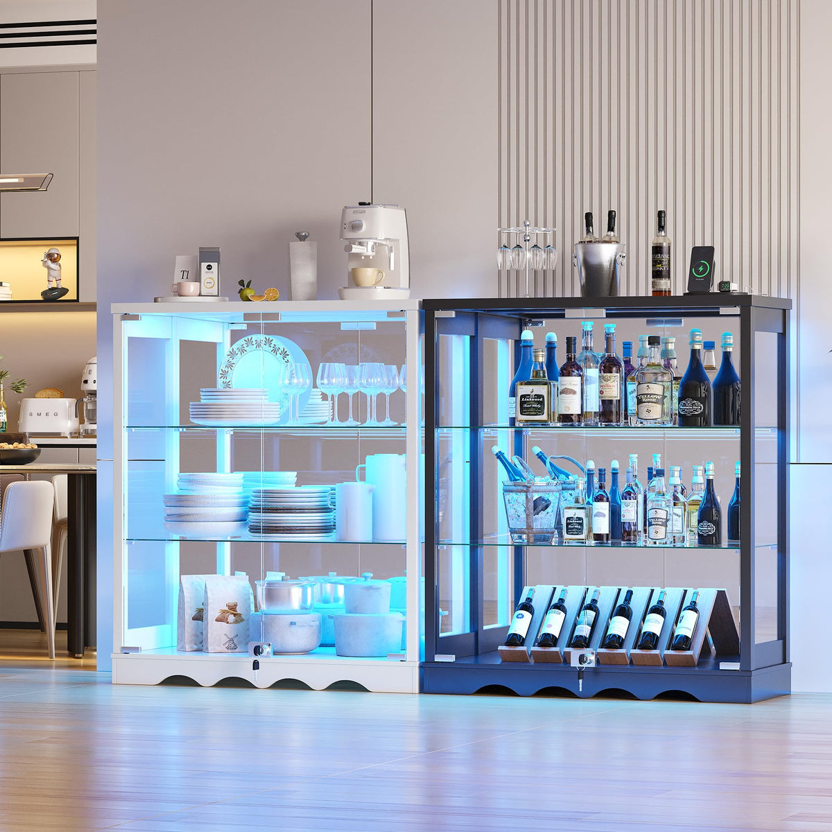 Glass Display Cabinet with RGB Lights