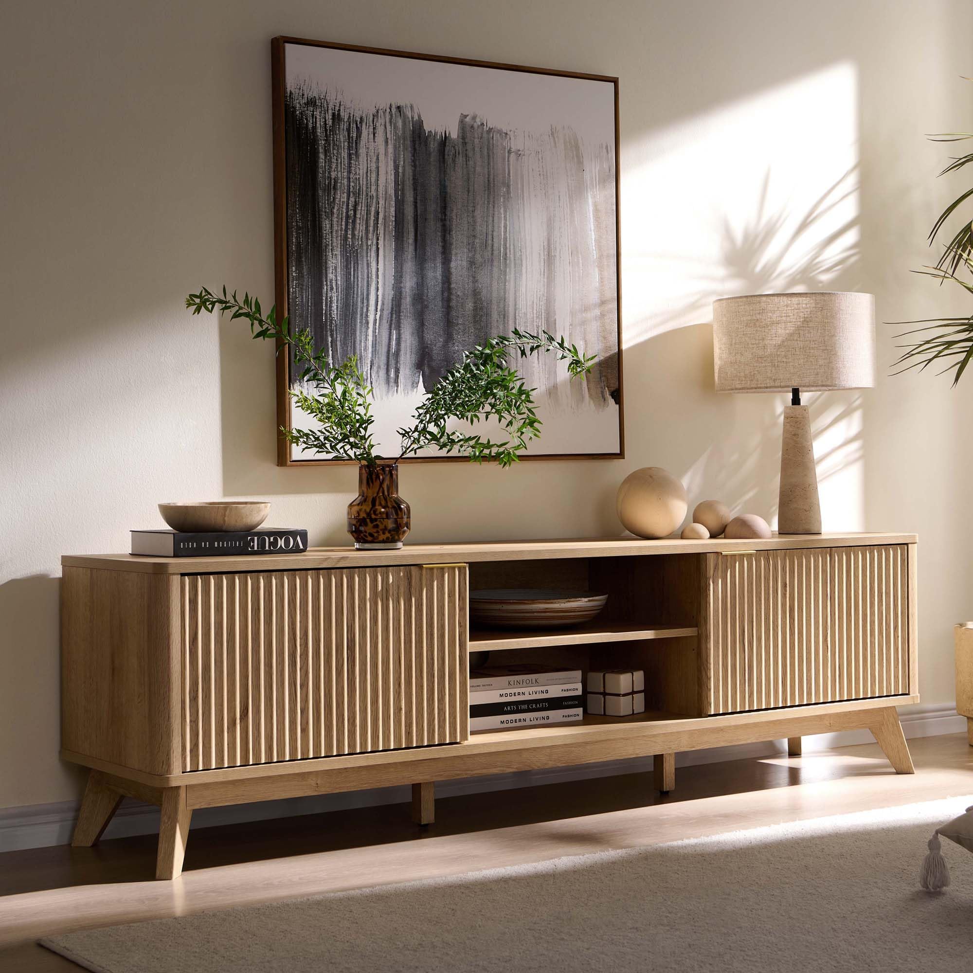 70" Fluted TV Stand – Mid-Century Modern