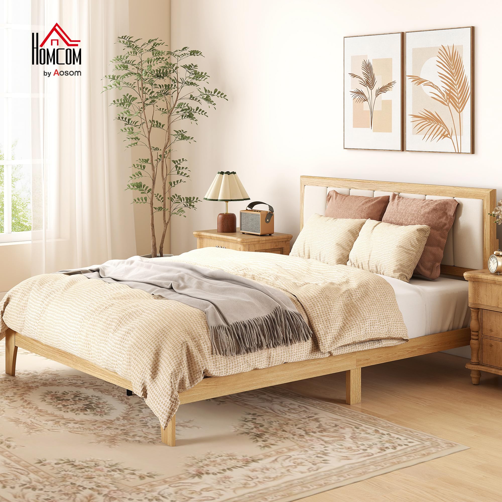 Queen Size Upholstered Platform Bed Frame