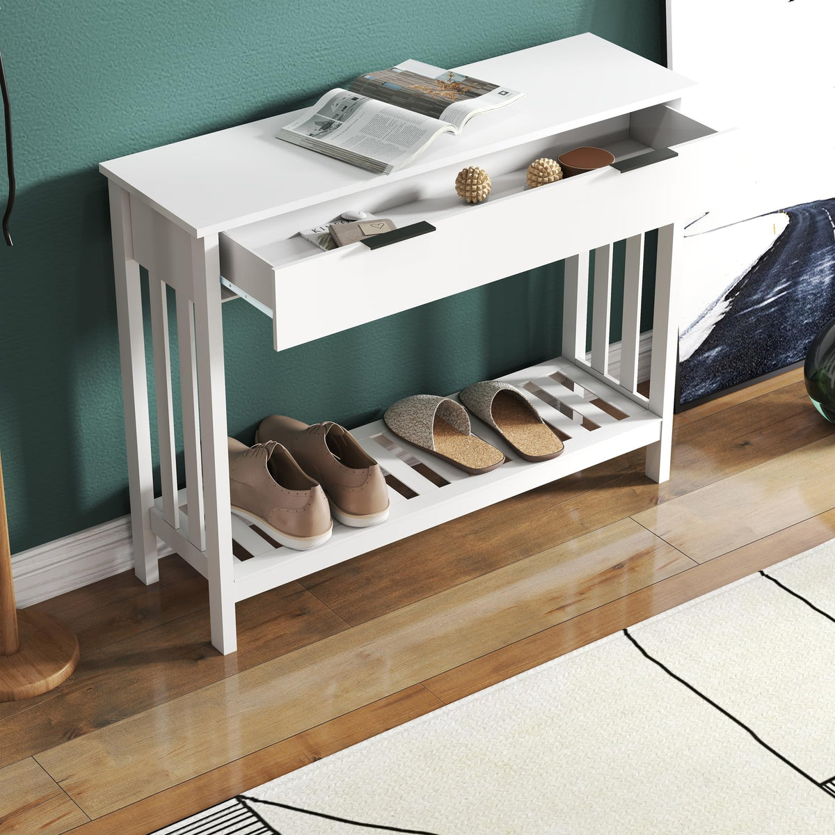 White Console Table with Drawer