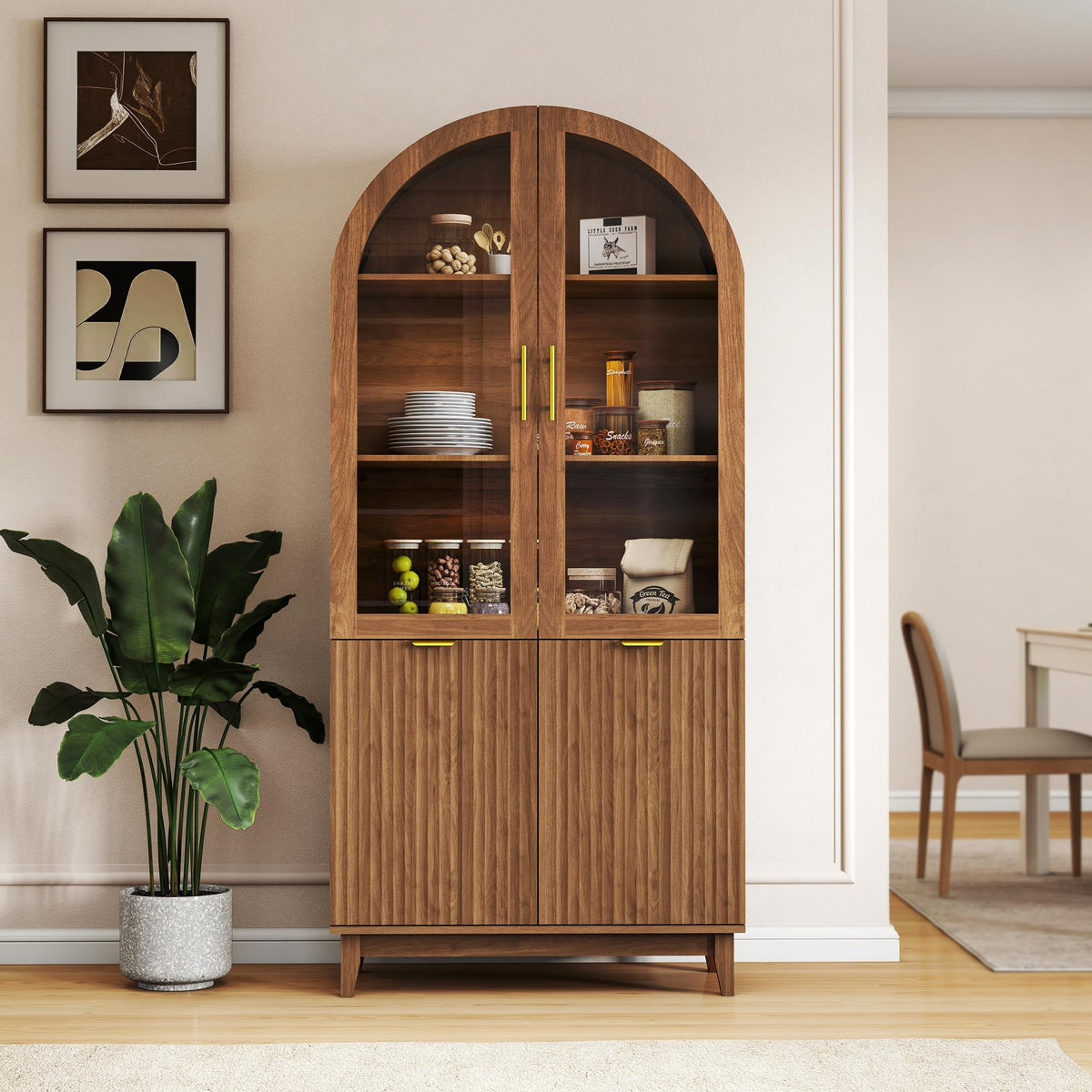 Arched Glass Door Cabinet