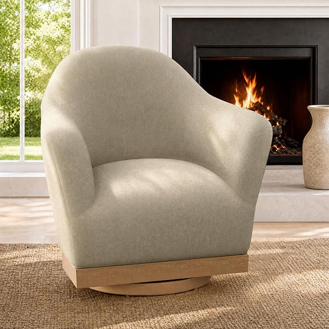 Swivel Barrel Accent Chair – High-Back Armchair with 360° Swivel