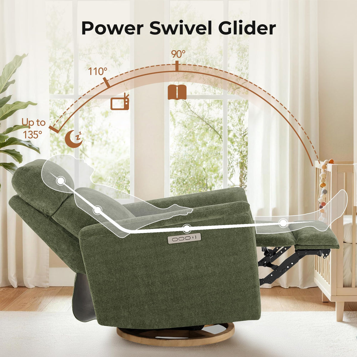 Power Nursery Glider with Nightlight