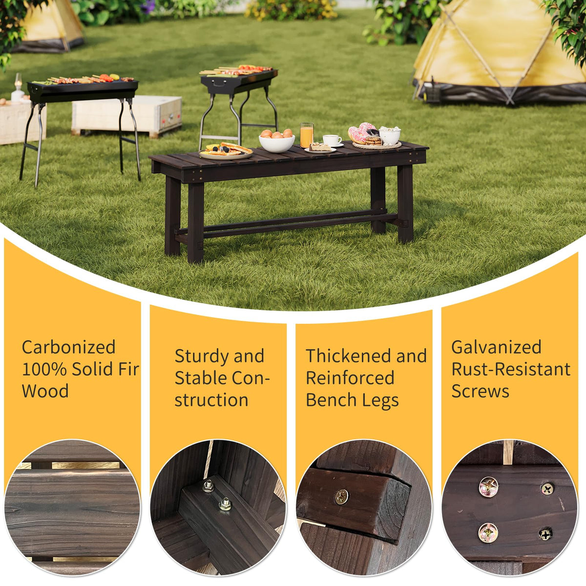 Solid Fir Wood Outdoor Bench