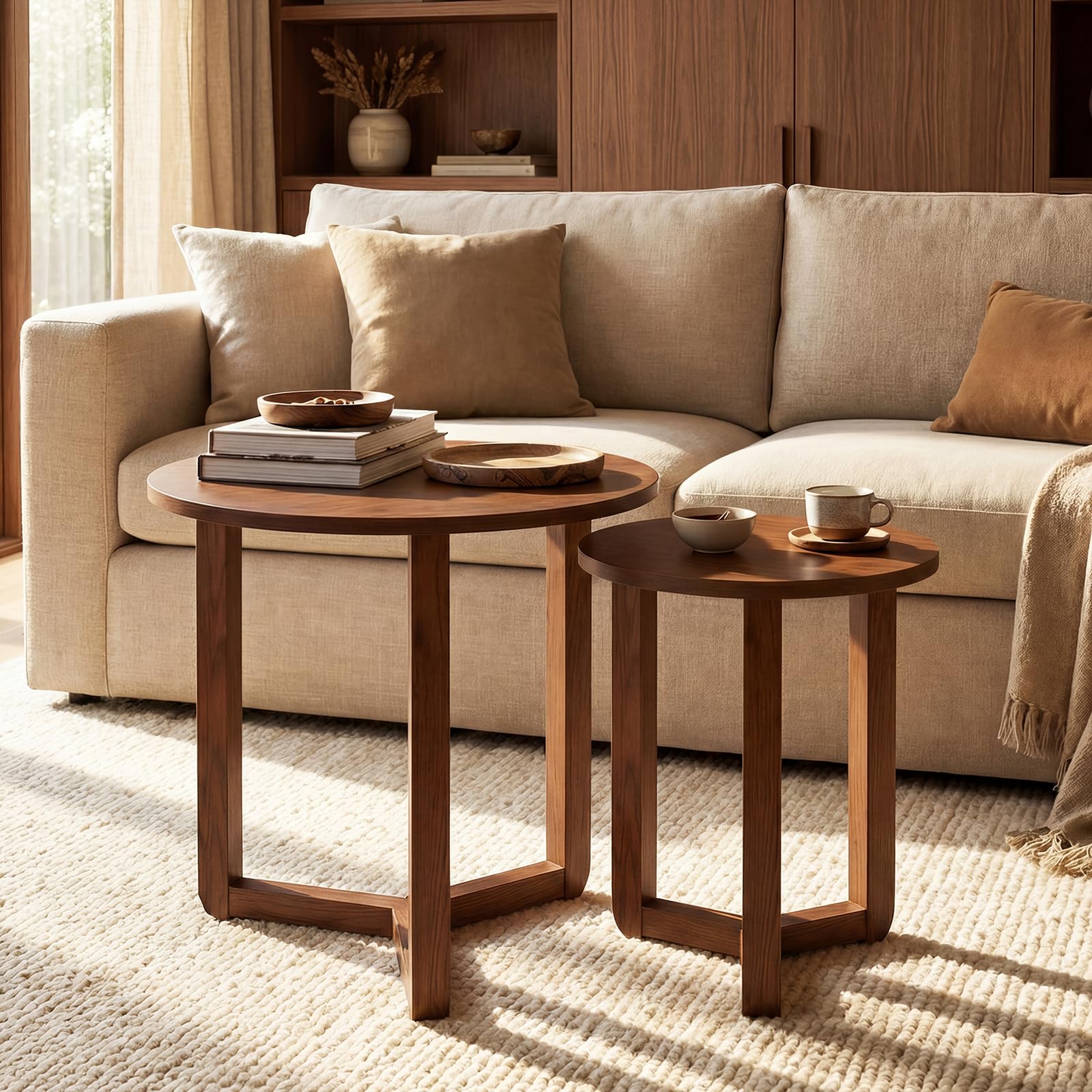 Round Nesting Coffee Table Set of 2
