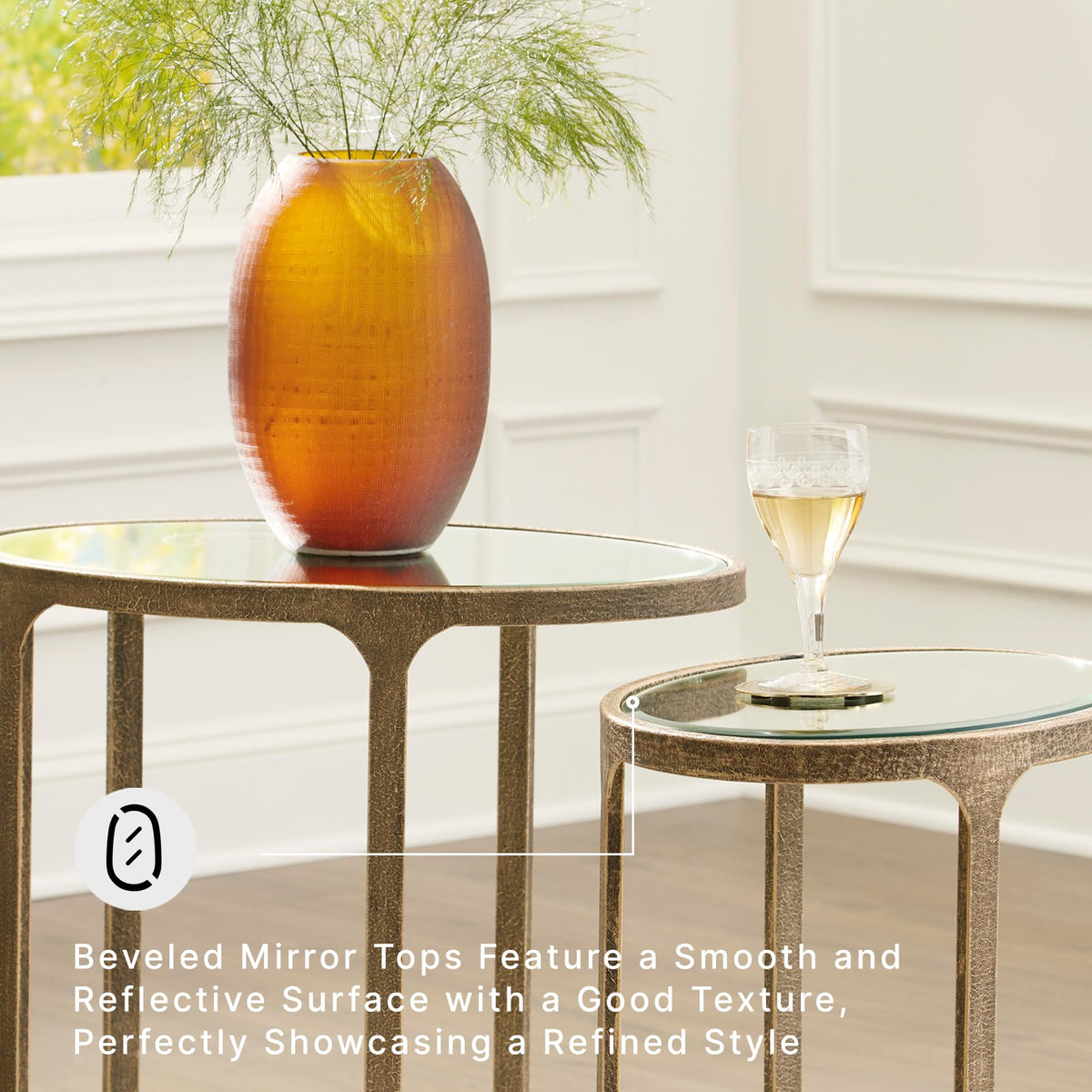 Oval Mirrored Nesting Table Set
