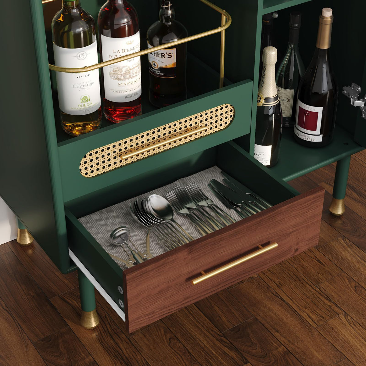 Green Wine Bar Cabinet