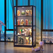 4-Tier Glass Display Cabinet with LED Lights