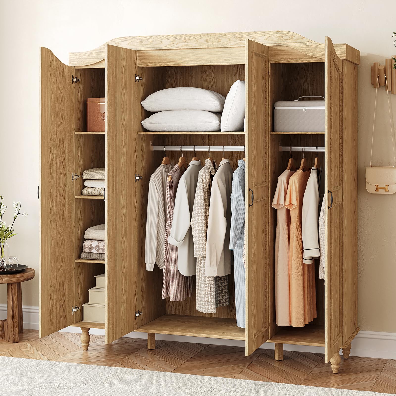 Arched Armoire Wardrobe Closet with 4 Doors
