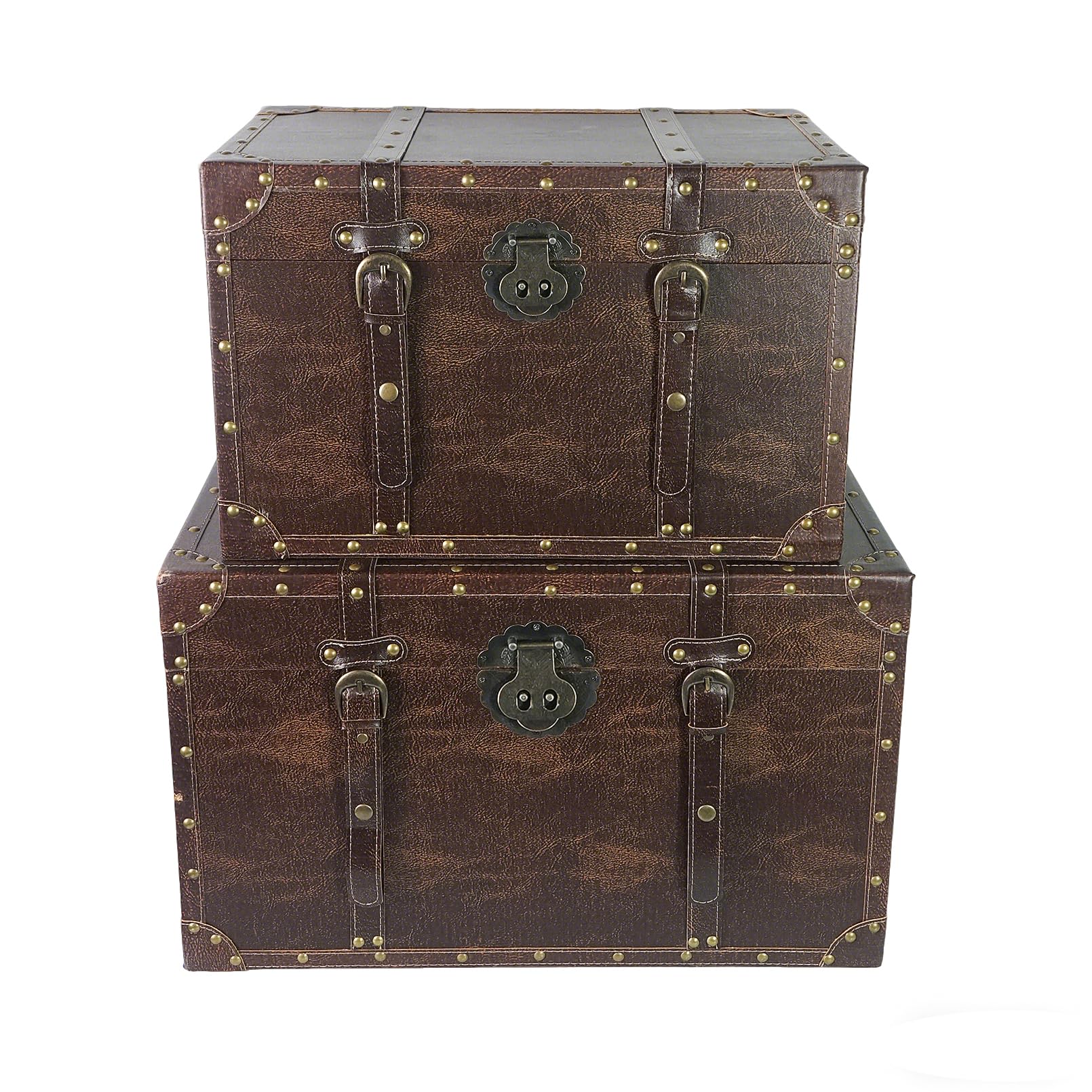 Vintage Wooden Storage Chest Set of 2
