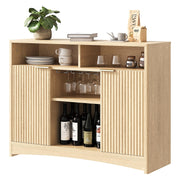 Fluted Panel Bar Cabinet with Adjustable Shelves & Glass Rack
