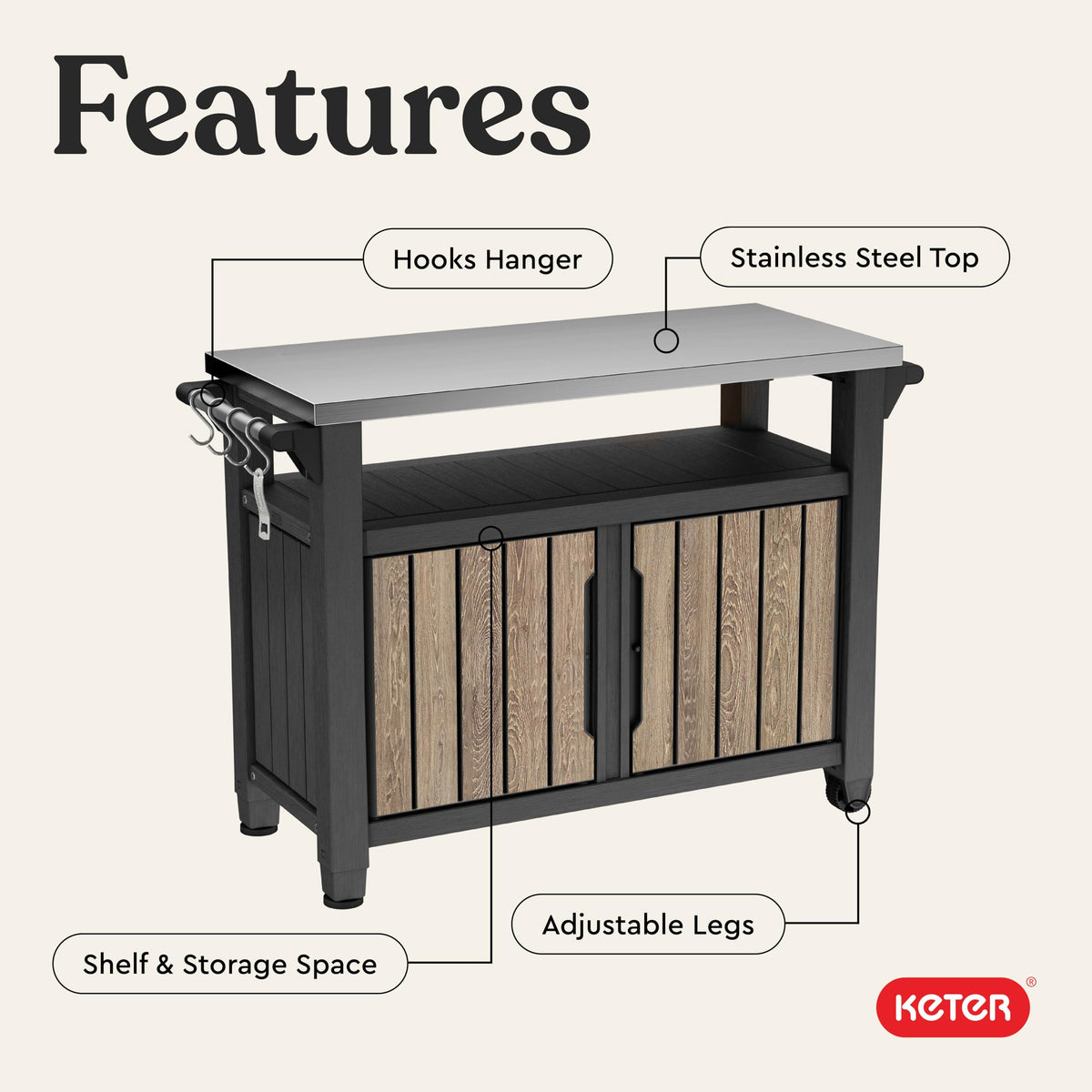 Keter Unity XL Outdoor Entertainment Cart